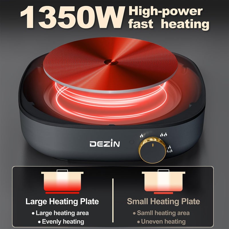 DEZIN Electric Shabu Shabu Pot with Removable Pot, 4L Non-Stick Hot Pot Electric with Dual-Power Control, Electric Pot with Tempered Glass Lid for Party, Family and Friend Gathering - Image 5